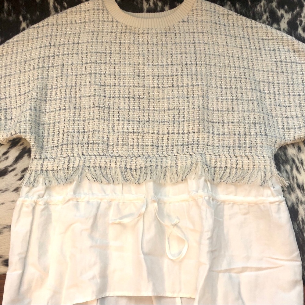 Tweed and linen blouse